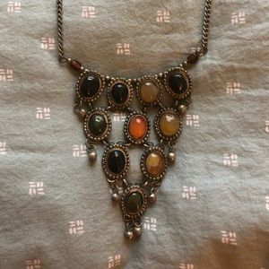 Multi gemstone bib necklace